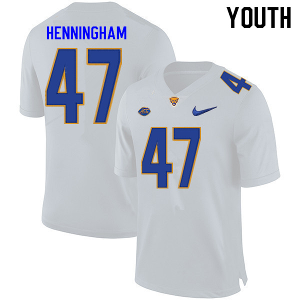 Youth #47 Aydin Henningham Pitt Panthers College Football Jerseys Sale-White